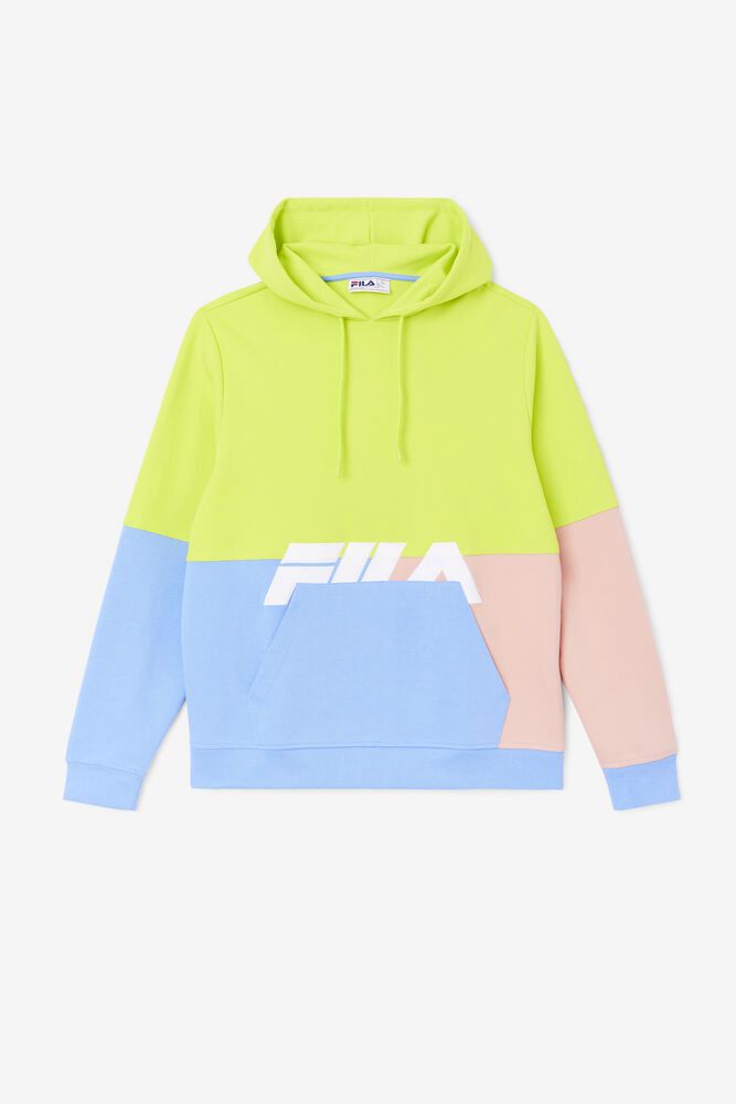 Fila Hoodie Panske Madu Svetlo Zelene/Modre - PSLAR7452